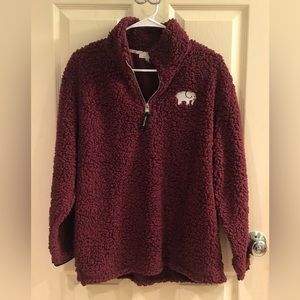 Ivory Ella 1/4 zip Sherpa Burgundy Small